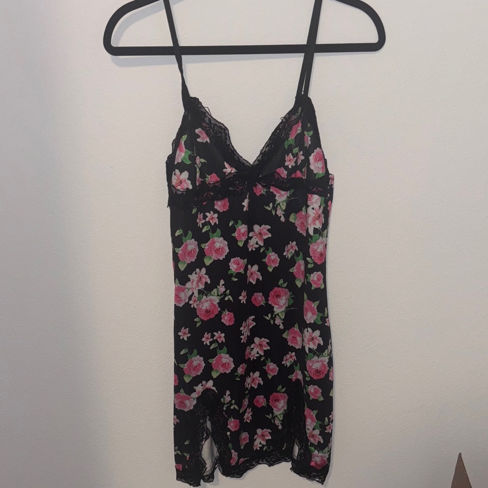 Floral Lace Trim Slip Dress